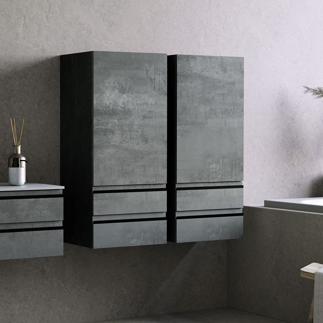 Kolpa San Alexis A 1011 Dark Concrete ormar konzolni 45x32x101 sa 2 fioke, vratima i 2 police 547320